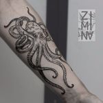 Octopus tattoo by Zhenya Zimina #ZhenyaZimina #blackwork #engraving #octopus #btattooing #blckwrk