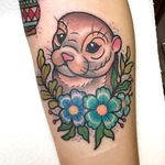 Chubby little otter face by Caroline Derwent. #cute #flowers #otter #traditional #neotraditional #CarolineDerwent