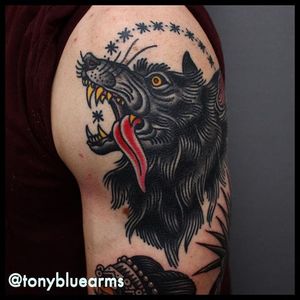 Wolf Tattoo by Tony Nilsson #wolf #traditional #classictattoos #TonyNilsson