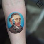 Within Van Gogh. Tattoo by Jefree Naderali #jefreenaderali #VanGoghtattoo #color #realism #realistic #portrait #VanGogh #starrynight #surreal #painting #fineart #artist