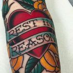 Rest in reason heart traditional tattoo by @jacobdoneytattoo #jacobdoneytattoo #traditional #traditionaltattoo #envisiontattoostudio #heart