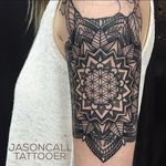 Geometric Tattoo by Jason Call #Geometric #Geometry #mandala #mandalatattoo #BlackGeometry #Dotwork #JasonCall