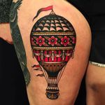 Hot Air Balloon Traditional Tattoo by Vince Pages @Vince_Pages #Vincepages #Traditional #Traditionaltattoo #Nuitnoiretattoo #Geneva #Switzerland #Balloon