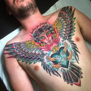 Tatuaje de arpía por Miguel Lepage