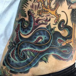 Snake Tattoo by Benji Harris #snake #neotraditional #neotraditionalartist #color #traditional #BenjiHarris