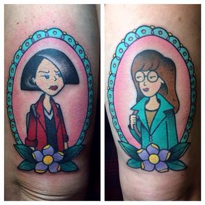 Daria and Jane tattoo by Alex Strangler. #Daria #cartoon #tvshow #character #90s #AlexStrangler