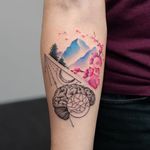 Brain + mountain tattoo by Georgia Grey. #GeorgiaGrey #bangbangnyc #painting #watercolor #brain #mountain #watercolor