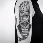 Surrealistic blackwork tattoo by Arnaud Point Noir #ArnaudPointNoir #blackwork #sketch #illustrative #dotwork #whale