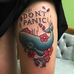 Don't panic and whale by Erin Odea (via IG -- erinodea) #erinodea #wahle #Hitchhikersguidetothegalaxy #dontpanic