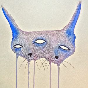 "Frankenlouie" via instagram spacegoth #cat #conjoined #frankenlouie #watercolor #art #artshare #fineart #spacegoth