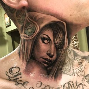 Hooded Woman Portrait Tattoo by Orks One via @Orks_Tattoos #OrksTattoos #OrksOne #BlackandGrey #Portrait