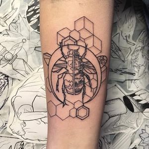 Beetle tattoo by Pablo Puentes #PabloPuentes #linework #blackwork #abstract #beetle #geometric