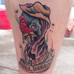 Hillbilly turkey tattoo by Lauren Margo. #funny #turkey #traditional #LaurenMargo