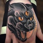 Third Eye Panther by Vale Lovette #ValeLovette #color #blackandgrey #neotraditional #panther #junglecat #wildlife #animal #cat #thirdeye #eyes #fur #tattoooftheday