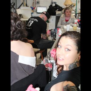 Kati Vaughn working on a Rebel insignia at the Tattoo to Protect your Parts event. #charity #MagickCity #MagicCobraTattooSociety #PartytoProtect #PlannedParenthood #TattootoProtectyourParts
