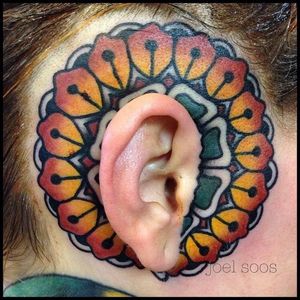 Around-the-ear tattoo #JoelSoos #traditionaltattoo