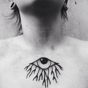 Eye tattoo by Pastilliam #Pastilliam #eye #chest #dotwork