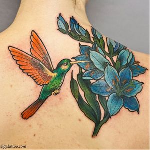 Hummingbird tattoo by Helga Hagen #HelgaHagen #traditional #russian #colorful #hummingbird