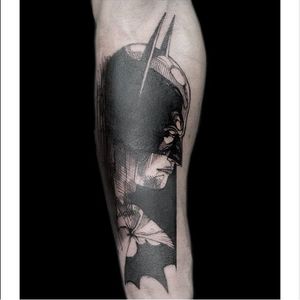 Batman tattoo by Serena Caponera #SerenaCaponera #illustrative #blackwork #sketch #graphic #batman
