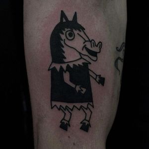 Silly Horse Tattoo by Jack Watts @Tattoosforyourenemies #Tattoosforyourenemies #sangbleu #london #black #blackwork #traditional #Horse