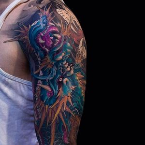 Dragon sleeve done by Tony Hu. #TonyHu #Dragon #Ryu #neooriental