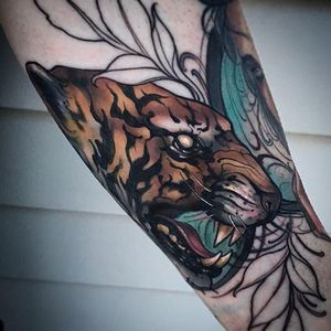 Tiger Tattoo by Matt Tischler #neotraditional #newtraditional #modern #MattTischler #tiger