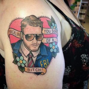 Burt Macklin' tattoo by Kat Weir. #KatWeir #neotraditional #parksandrec #tv #tvshow