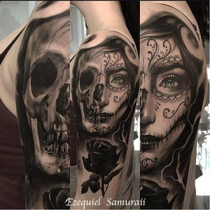 Tattoo by Ezequiel Samuraii #EzequielSamuraii #realistic #realism #blackflower #black #flower #skull #darkness