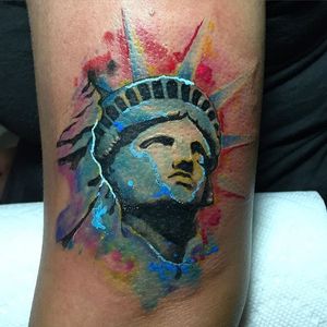 Ink splatter watercolor Statue of Liberty by Kevin Jang. #watercolor #inksplatter #abstract #statueofliberty #newyork #NY #statue #KevinJang