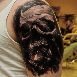 Really awesome skull tattoo by Alexey Moroz. #AlexeyMoroz #Tattoo #skull