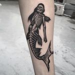 Skeleton mermaid tattoo by Gara #blackwork #mermaid #Gara #skeleton #mermaidtattoo