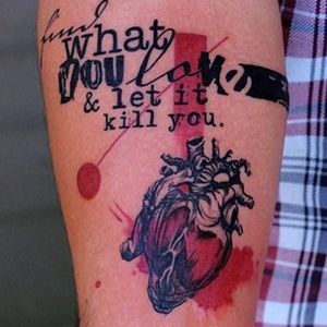 Bukowski tattoo by Lu Pariselli #bukowski #CharlesBukowski #LuPariselli #literature #writer #poet #quote #anatomicalheart #trashpolka