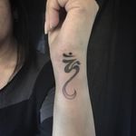 Hand-poked Om Tattoo by Sarita at Never Say Die Tattoos #Sarita #Neversaydie #Om #Ohm #OmTattoo #spiritualtattoo