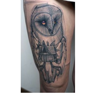 Owl tattoo by Peter Aurisch #babayaga #PeterAurisch #owl #hut