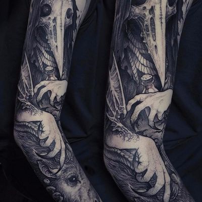 demon sleeve tattoos