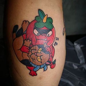 Wrestling cartoon characters tattoo by @Youngkillkim #HybridInk #YoungKillKim #Neotraditional #NeotraditionalTattoo #Cartoon #Cartooncharacters #Chibi #Cartoontattoo