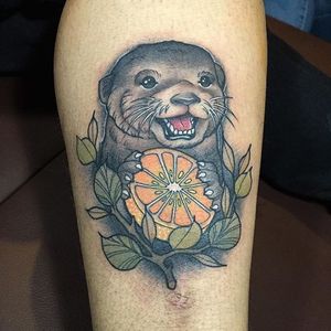 Otter Tattoo by Swan Tattooer #otter #animaltattoo #neotraditional #SwanTattoo