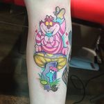 Cheshire cat tattoo by Jackie Huertas. #cheshirecat #aliceinwonderland