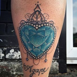 Decorative heart tattoo by Isobel Juliet Stevenson. #cute #girly #IsobelJulietStevenson #heart #gem #decorative