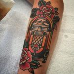 Jukebox tattoo by Derek Sayeg #jukebox #music #traditional #DerekSayeg