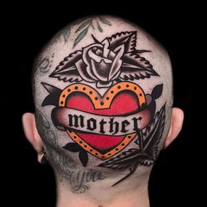Sorry Mom by Austin Maples #austinmaples #color #traditional #rose #momtattoo #mother #heart #banner #leaves #text #valentine #tattoooftheday