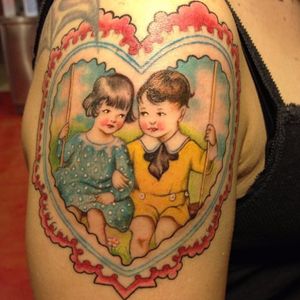 Heart tattoo by Michelle Myles. #MichelleMyles #heart #young #lovers #boy #girl