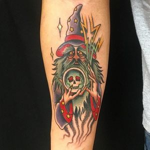 Wizard Tattoo by Luke Worley #wizard #magic #traditional #LukeWorley