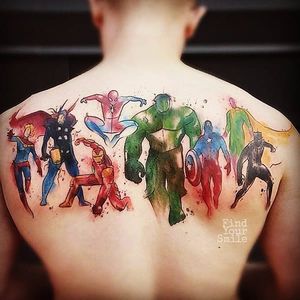 Todos juntos #RussellVanSchaick #GuerraInfinita #InfinityWar #Avengers #Vingadores #Marvel #comic #nerd #geek #cartoon #hq #movie #filme #watercolor #aquarela #colorido #colorful