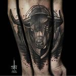 Tattoo by Sanni Tormen #graphic #abstract #watercolor #contemporary  #bull #SanniTormen