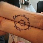 Tattoos that match up when you are together are cute sibling ink ideas #siblingtattoo #brother #sister #connectingtattoos