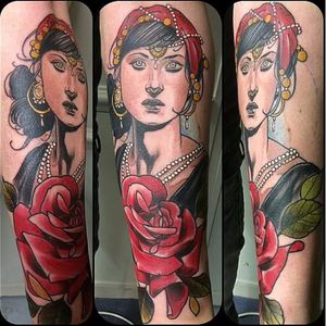 Lovely tattoo by Jurgen Eckel #JurgenEckel #neotraditional #lady