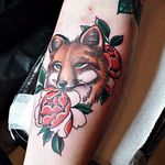 In progress fox tattoo by Becca Genné-Bacon. Photo by Jessica Paige