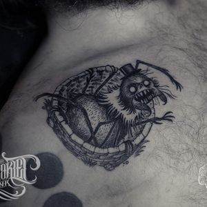 Fun monster tattoo by Sketchfield #Sketchfield #illustrative #blackwork #monster #gothic