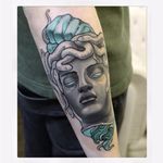 Medusa head tattoo by Gianpiero Cavaliere #GianpieroCavaliere #newschool #turquoise #medusa